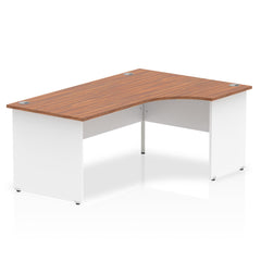 Dynamic Impulse 1800mm Right Crescent Desk Walnut Top White Panel End Leg TT000043 DD