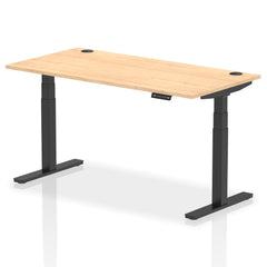 Dynamic Air 1600 x 800mm Height Adjustable Desk Maple Top Cable Ports Black Leg HA01219 DD