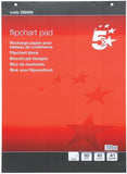 Pack of 5 5 Star Office Flipchart Pads with perforated A1 plain sheets, perfect for presentations and brainstorming sessions.