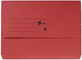 Red 5 Star Office Document Waller with half flap, 285gsm, 32mm spine, A4 size, pack of 50 for bulk wholesale UK.