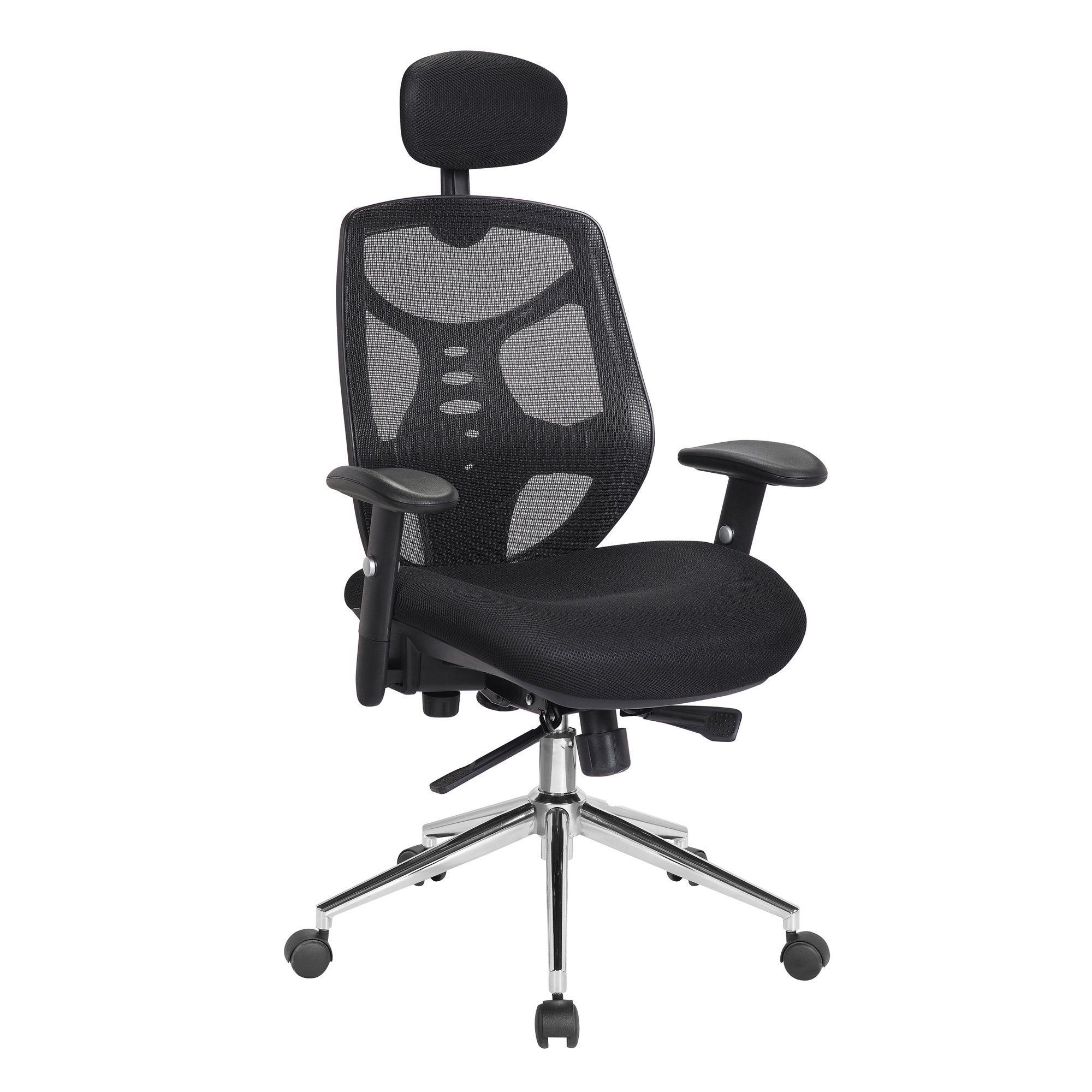 Nautilus Designs Polaris High Back Mesh Synchronous Executive Office Chair With Adjustable Headrest and Height Adjustable Arms Black - BCM/K113/BK DD