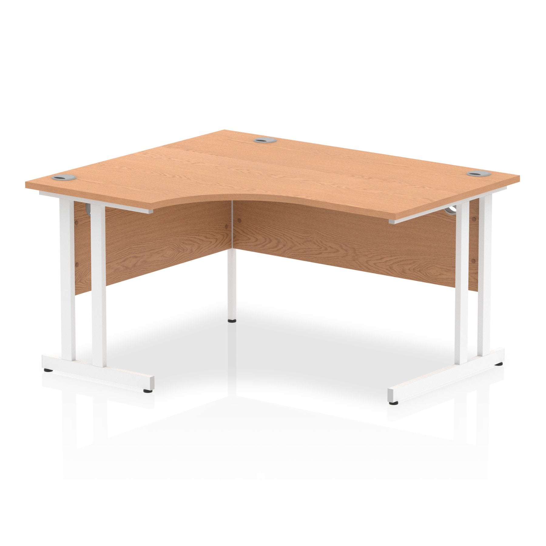 Impulse 1400mm Left Crescent Desk Oak Top White Cantilever Leg I003833 DD