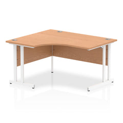 Impulse 1400mm Left Crescent Desk Oak Top White Cantilever Leg I003833 DD