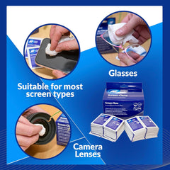 AF Screen-Clene Monitor Cleaning Duo Pairs of Wet and Dry Wipes. Anti-Static Cleaning Wipes - Box of 20 Duo Wipes For Smartphones, TV's, Glasses Lenses, Laptops, Monitors & Tablets, Silver,SCR020