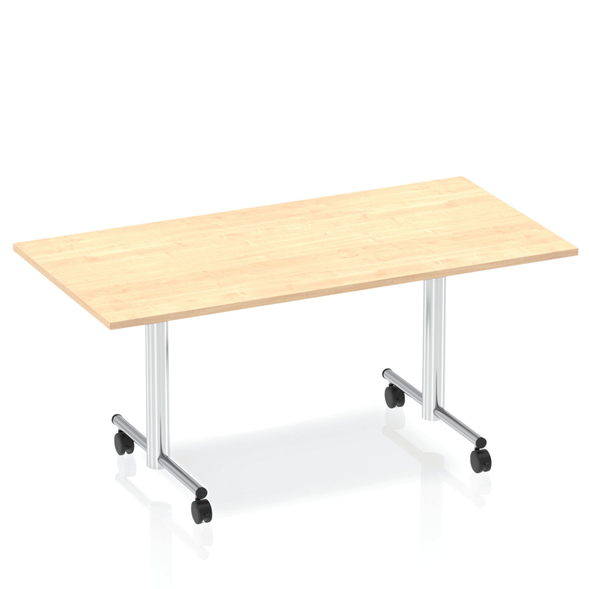 Dynamic Impulse 1600mm Flip Top Rectangular Table Maple Finish Silver Frame - I000722 DD