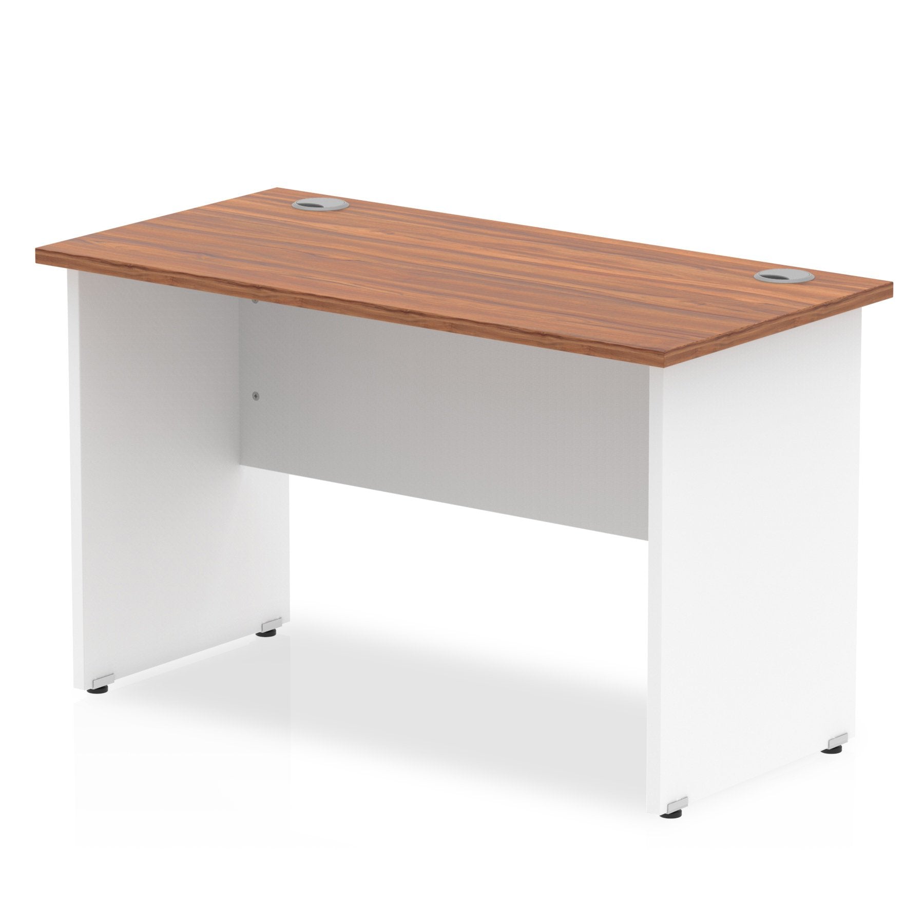 Impulse Straight Office Desk W800 x D600 x H730mm Panel End Leg Walnut Finish White Frame - TT000073 DD