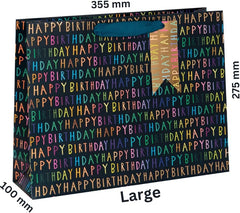 Navy Blue Happy Birthday Large Landscape Gift Bag