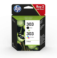 HP 303 Black Tri-Colour Standard Capacity Ink Cartridge Twinpack 2 x 4ml (Pack 2) for HP ENVY Photo 6230/7130/7830 series - 3YM92AE