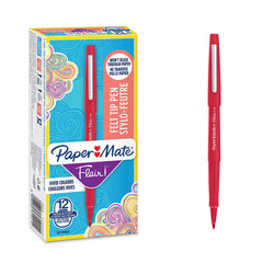 Paper Mate Flair Fibre Tip Pen Medium Point 0.7mm Red (Pack 12) S0190993