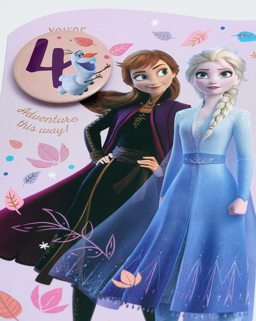 Disney 4th Birthday Card For Her/Girl With Envelope - Frozen Design With Elsa & Anna