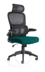 Iris Mesh Back Task Operator Office Chair Bespoke Maringa Teal Fabric Seat With Headrest - KCUP2038 DD