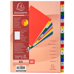 Exacompta Index A-Z A4 120 Micron Polypropylene Bright Assorted Colours - 94E