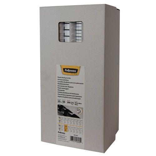 Fellowes Binding Comb A4 25mm White (Pack 50) 5348204