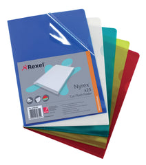 Rexel Nyrex Cut Flush Folder Polypropylene A4 110 Micron Assorted Colours (Pack 25) 12161AS