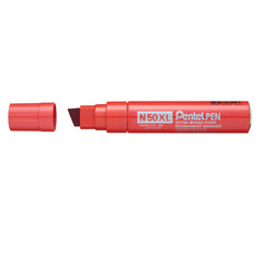 Pentel N50XL Permanent Marker Jumbo Chisel Tip 17mm Line Red (Pack 6) - N50XL-B