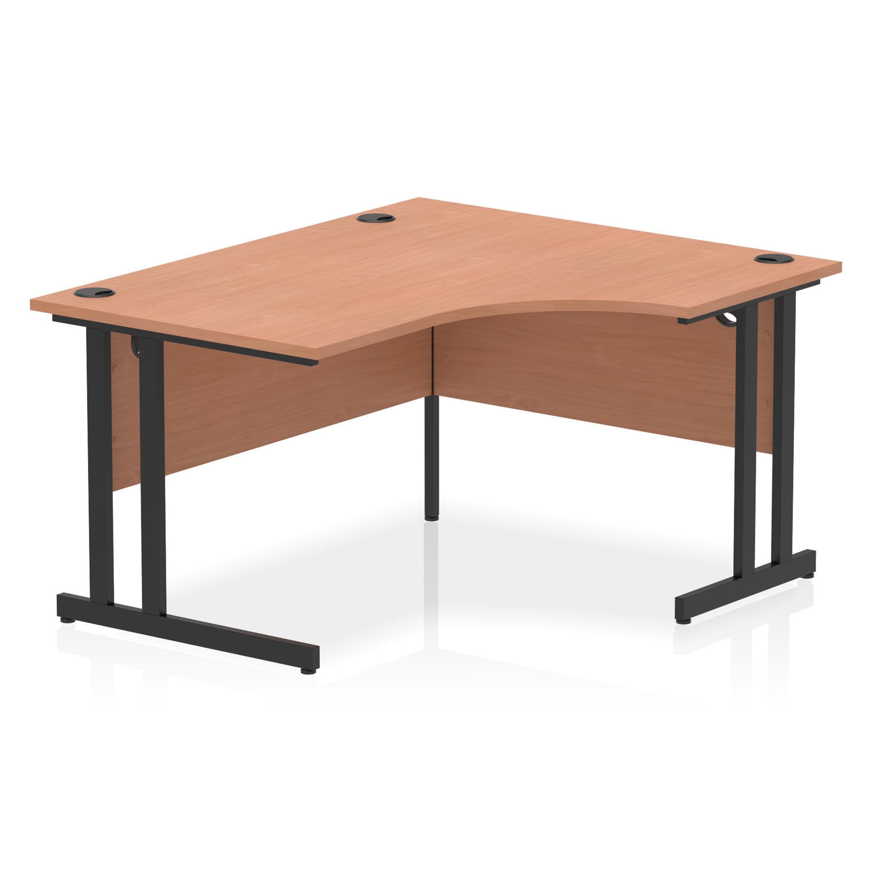 Dynamic Impulse W1400 x D800/1200 x H730mm Right Hand Crescent Desk With Cable Management Ports Cantilever Leg Beech Finish Black Frame - MI003201 DD
