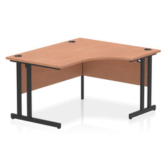 Dynamic Impulse W1400 x D800/1200 x H730mm Right Hand Crescent Desk With Cable Management Ports Cantilever Leg Beech Finish Black Frame - MI003201 DD