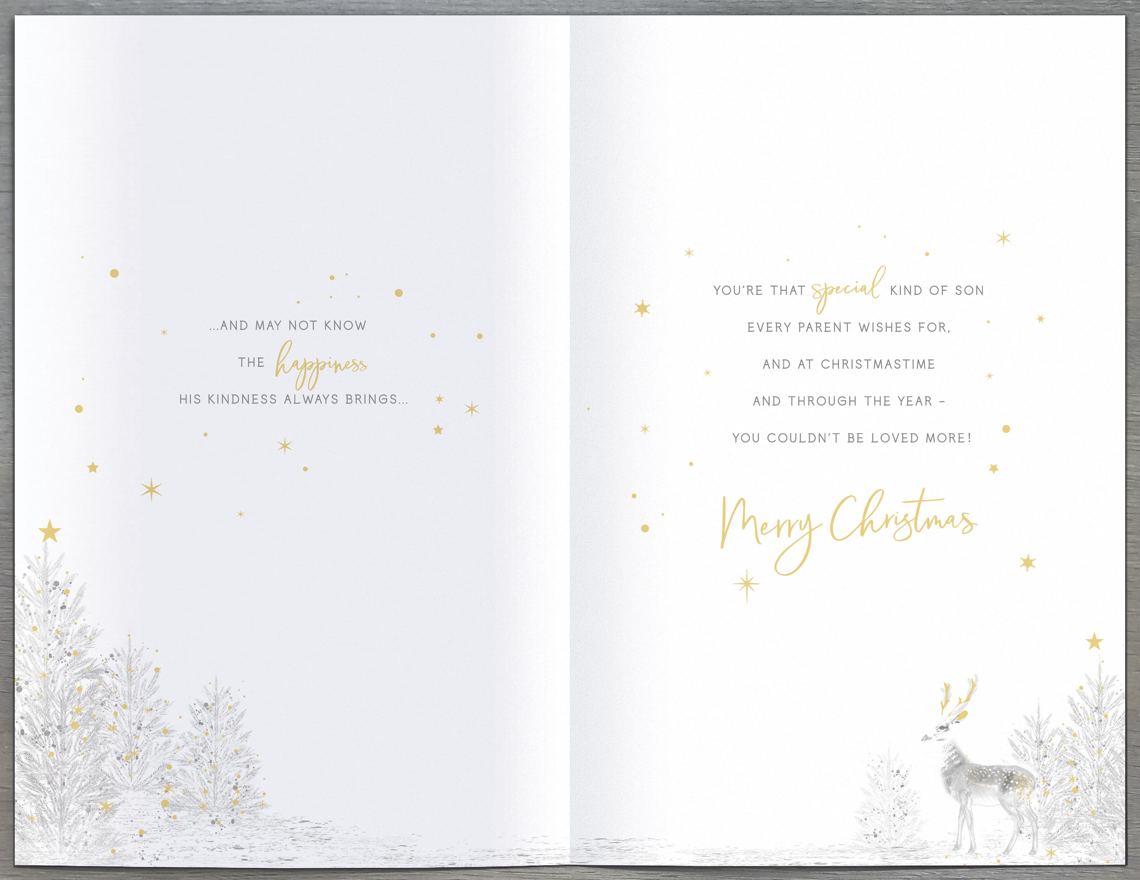 Wonderful Son Stag White Blue Christmas Card