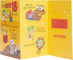 UK Greetings 18th Birthday Card for Him/Her/Friend - Witty Cartoon Design