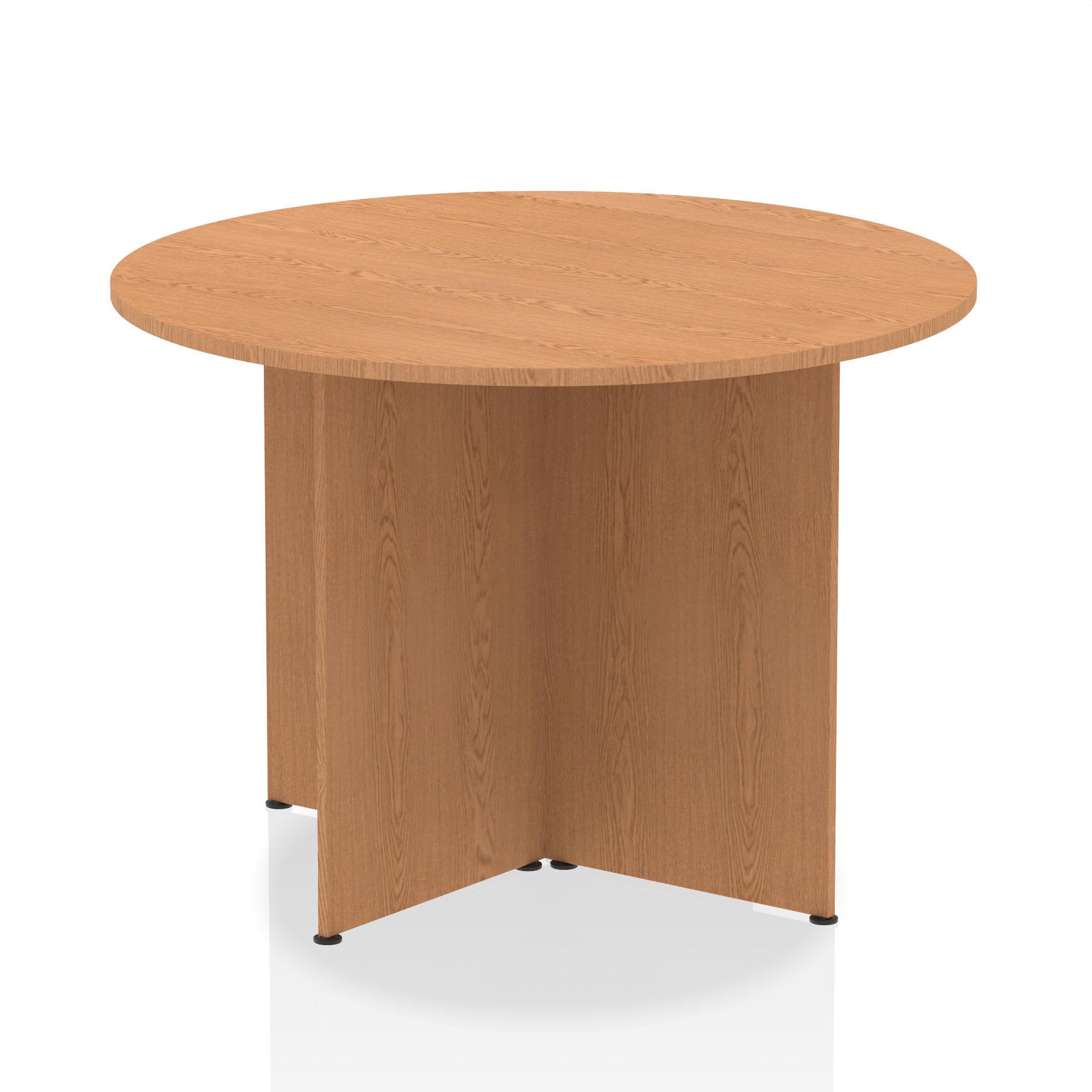 Dynamic Impulse W1000 x D1000 x H730mm Free-Standing Round Table Panel Arrowhead Leg Oak Finish - I003397 DD