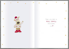 Christmas Greeting Card for Gran – Cute Boofle Poinsettia Blooms Festive Design