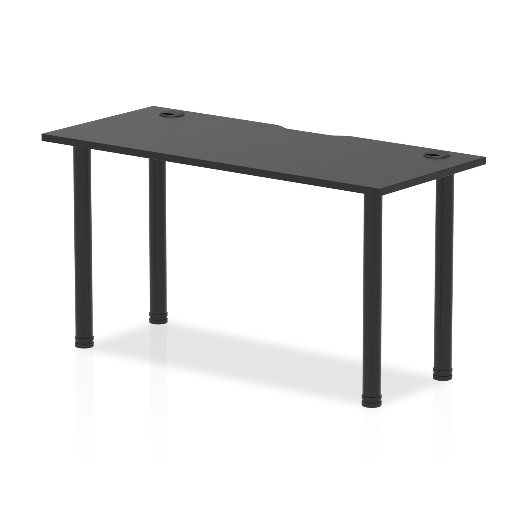 Dynamic Impulse Black Series 1400 x 600mm Straight Table Black Top with Cable Ports Black Post Leg I004205 DD