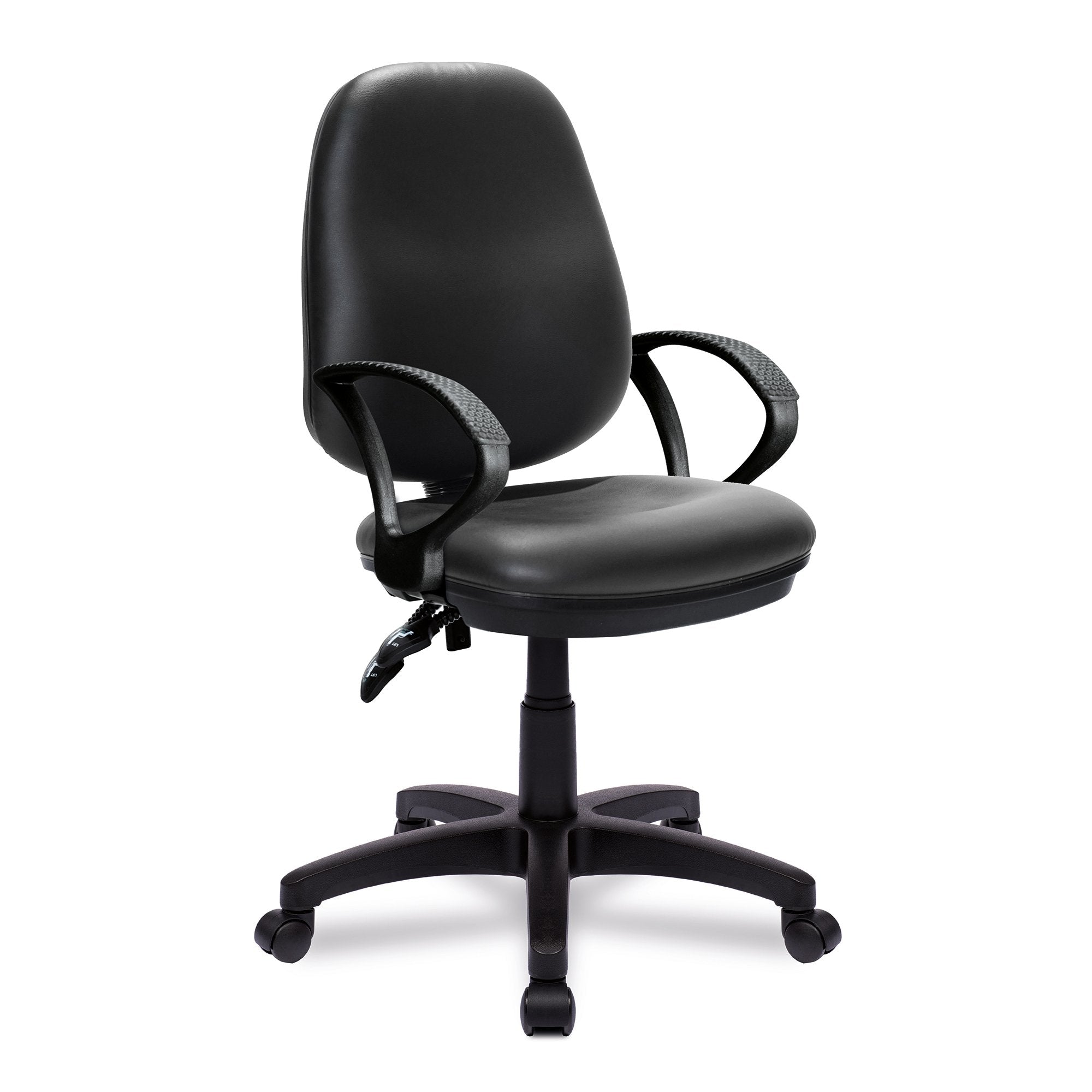 Nautilus Designs Java 200 Medium Back Twin Lever Vinyl Operator Office Chair With Fixed Arms Black - BCF/P505/BKV/A DD