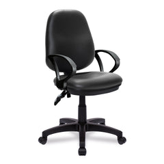 Nautilus Designs Java 200 Medium Back Twin Lever Vinyl Operator Office Chair With Fixed Arms Black - BCF/P505/BKV/A DD