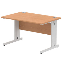 Impulse 1200 x 800mm Straight Desk Oak Top Silver Cable Managed Leg I000850 DD