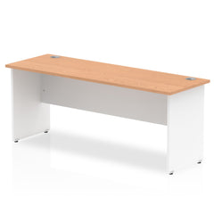 Impulse Straight Office Desk W1800 x D600 x H730mm Panel End Leg Oak Finish White Frame - TT000107 DD