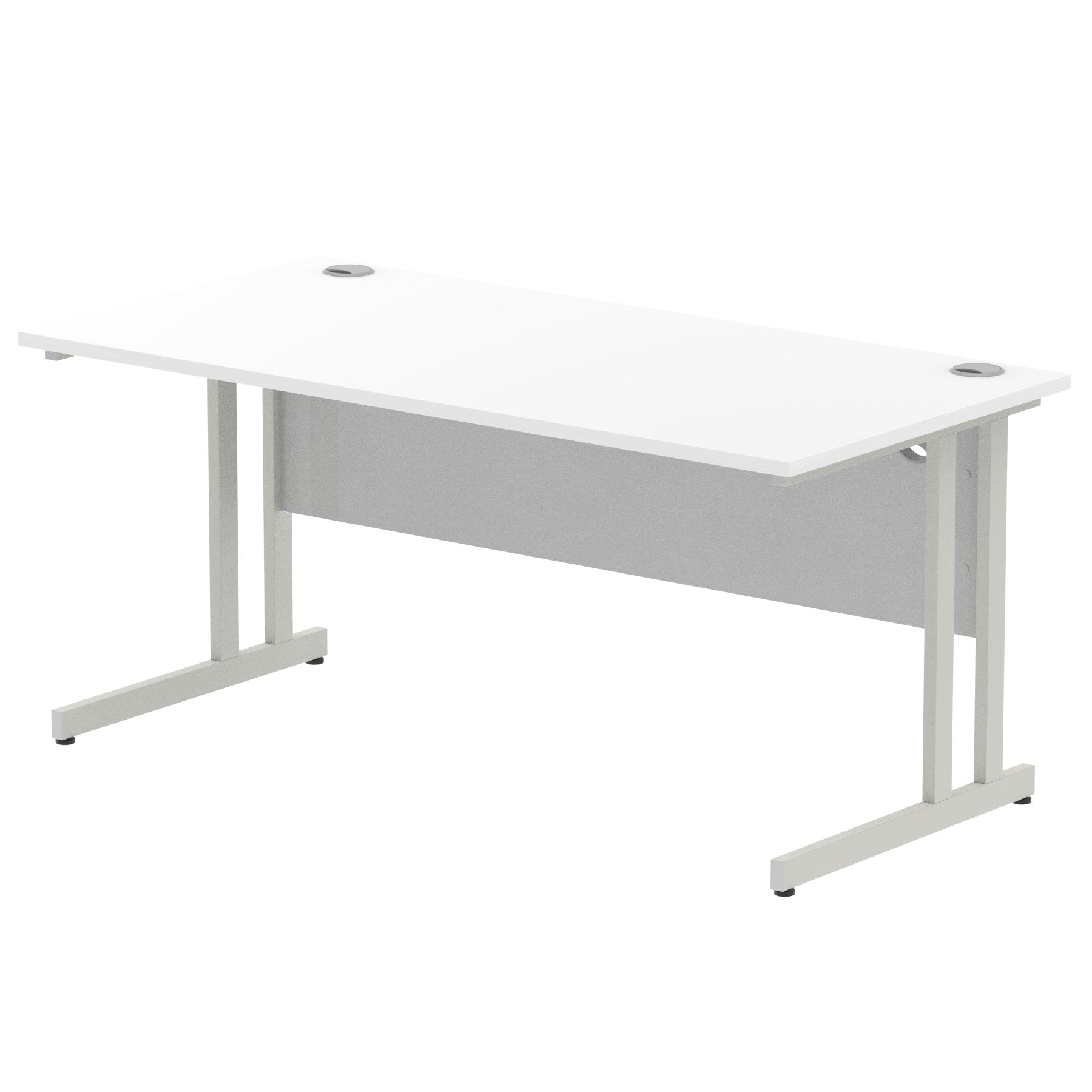 Impulse 1600 x 800mm Straight Desk White Top Silver Cantilever Leg I000307 DD
