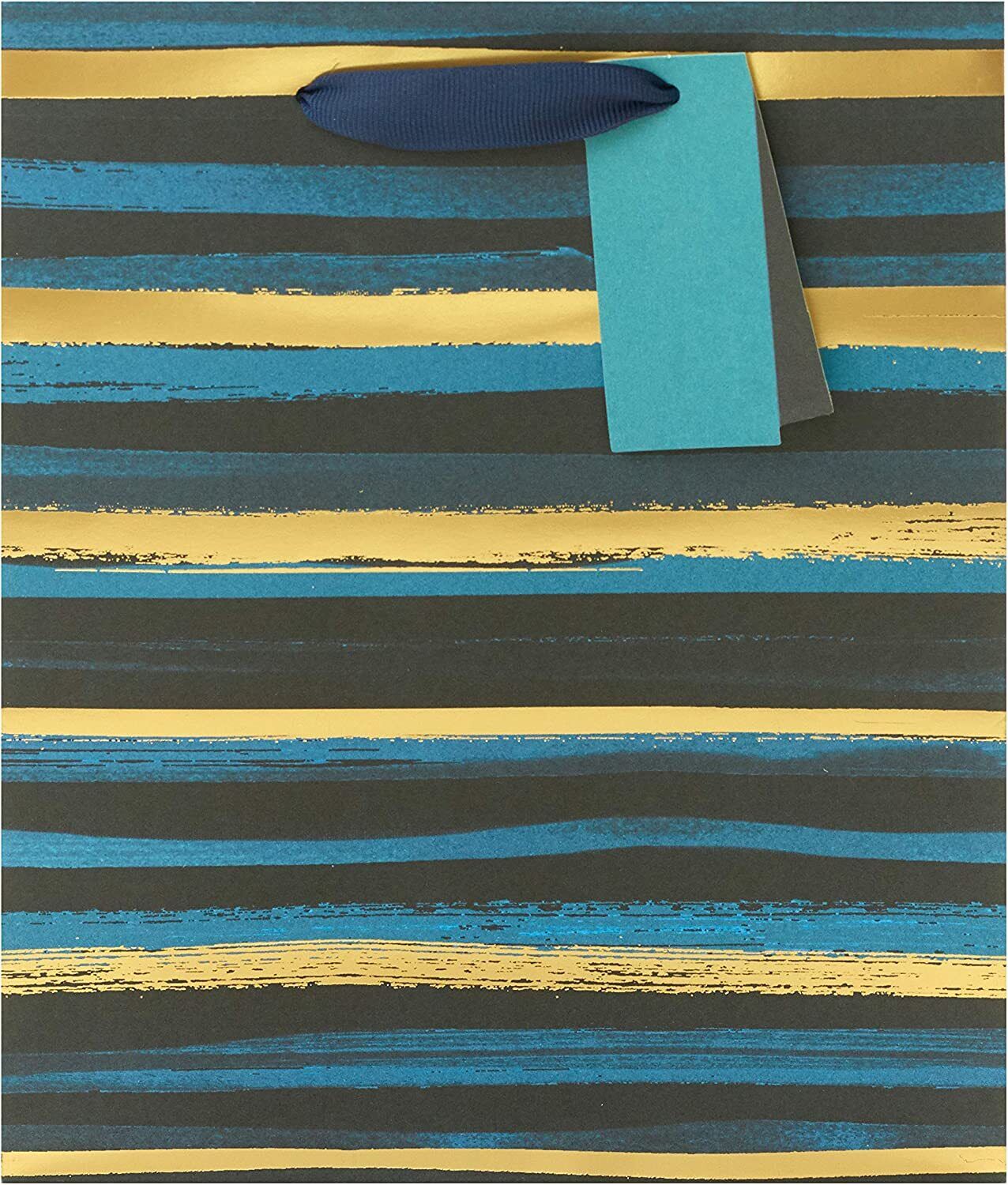 Blue and Gold Stripe Medium Gift Bag
