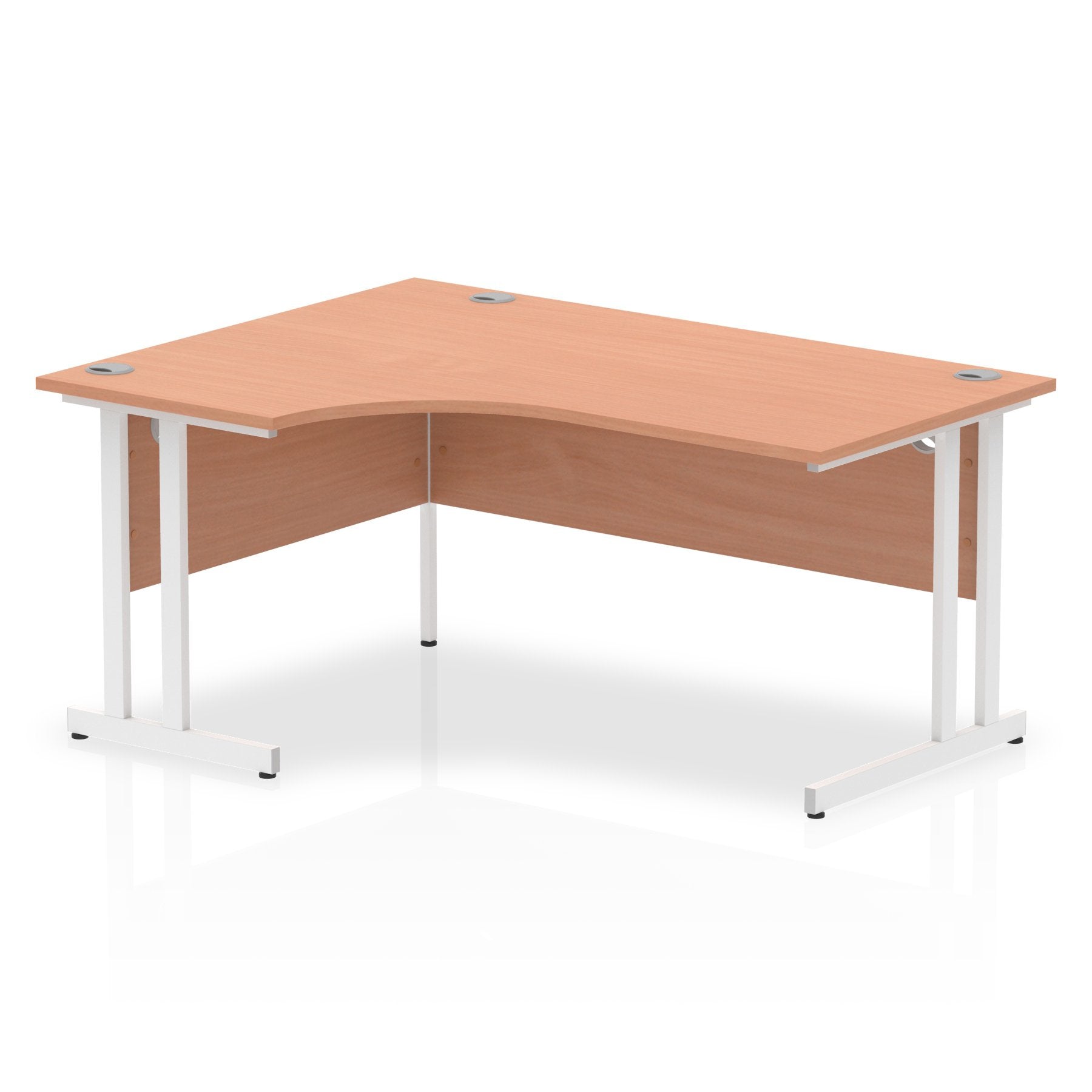 Impulse Contract Left Hand Crescent Radial Cantilever Desk W1600 x D1200 x H730mm Beech Finish/White Frame - I001875 DD