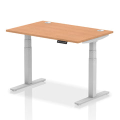 Dynamic Air 1200 x 800mm Height Adjustable Desk Oak Top Cable Ports Silver Leg HA01097 DD