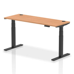 Dynamic Air 1600 x 600mm Height Adjustable Desk Oak Top Cable Ports Black Leg HA01243 DD