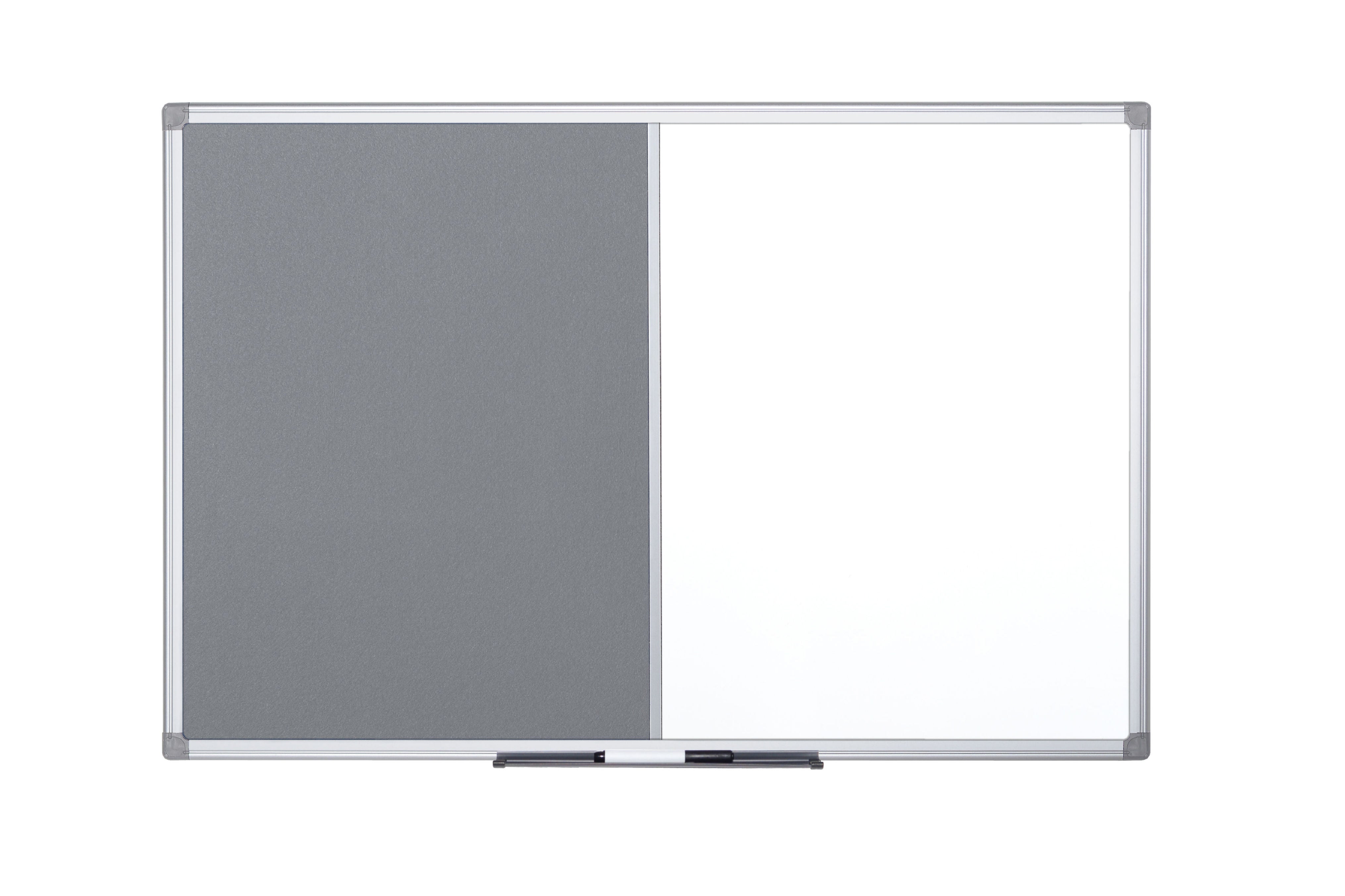 Bi-Office Maya Combination Board Grey Felt/Non Magnetic Whiteboard Aluminium Frame 900x600mm - XA0320170 DD