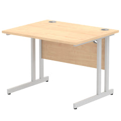 Impulse 1000 x 800mm Straight Desk Maple Top Silver Cantilever Leg MI000348 DD