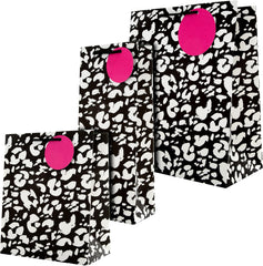 Hallmark Multi Occasion Gift and Bottle Bags Bundle - 1 Large and 1 Medium Gift Bag, with 1 Bottle Bag in 1 Contemporary Leopard Print Design