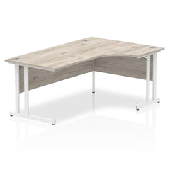 Impulse 1800mm Right Crescent Desk Grey Oak Top White Cantilever Leg I003529 DD