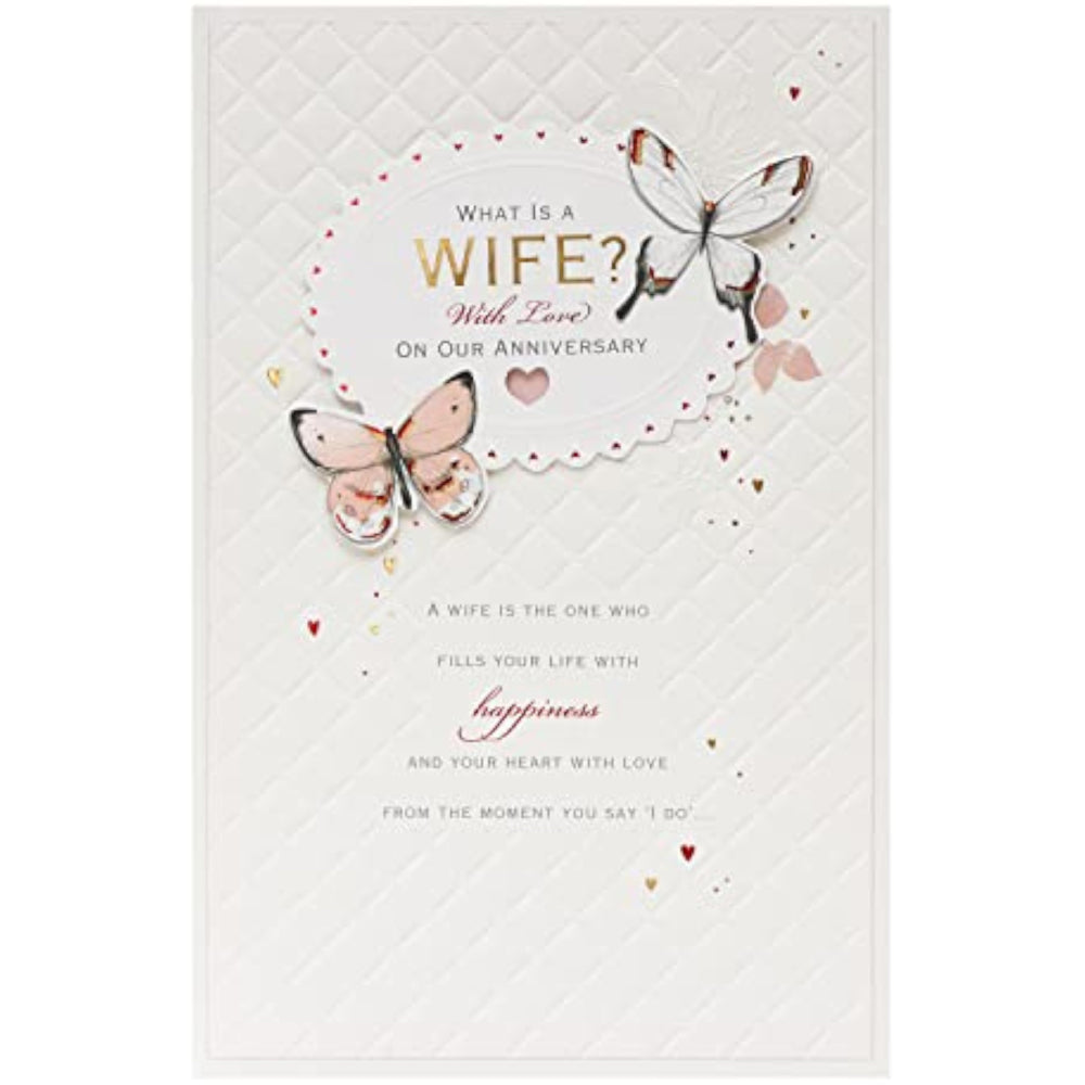 Elegant 3D Butterflies with Gold Foil Design Wife Anniversary Card