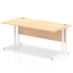 Impulse 1600 x 800mm Straight Desk Maple Top White Cantilever Leg MI002419 DD