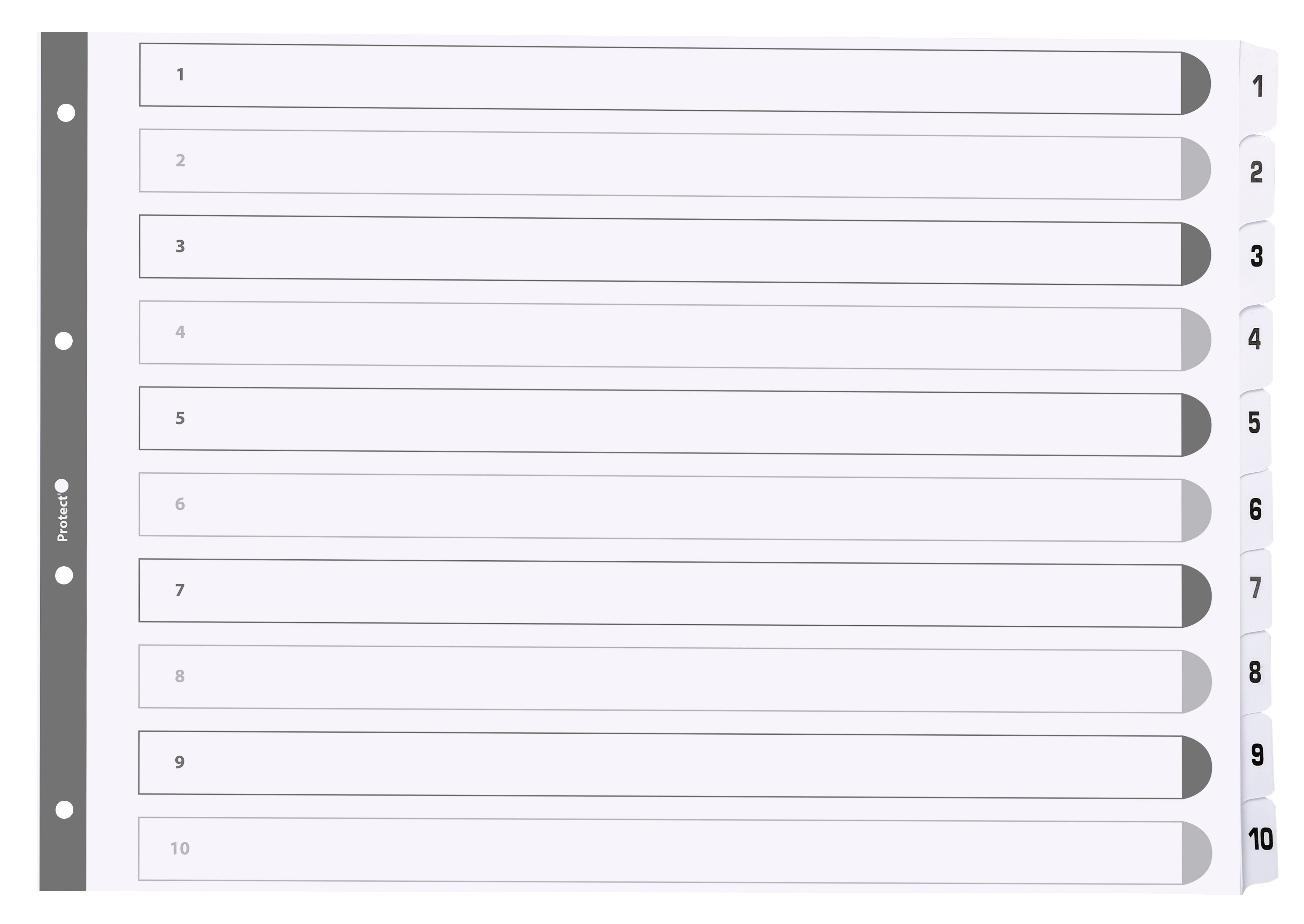 Exacompta Index 1-10 A3 160gsm Card White with White Mylar Tabs - MWD1-10A3Z