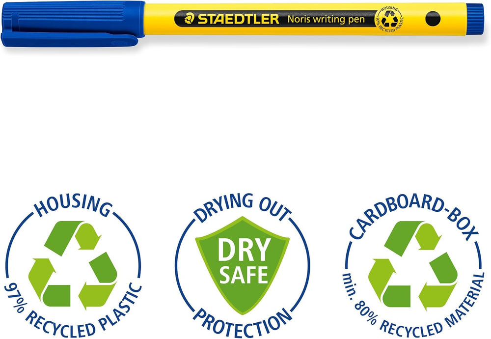 STAEDTLER Noris - Handwriting Pen - Blue - Pack of 4, 307-3 BK4