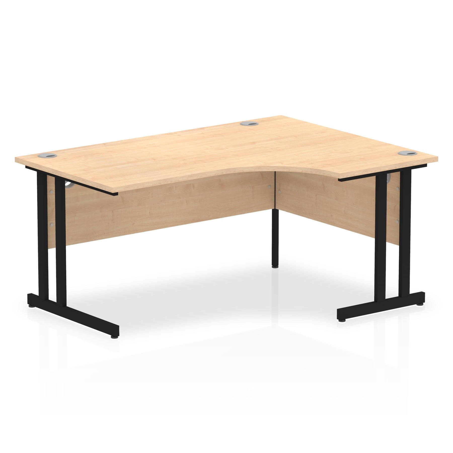 Dynamic Impulse W1600 x D800/1200 x H730mm Right Hand Crescent Desk With Cable Management Ports Cantilever Leg Maple Finish Black Frame - MI003240 DD