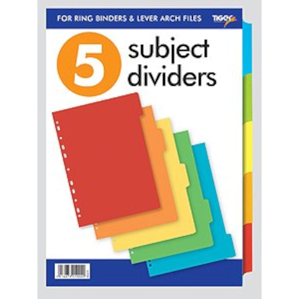 Tiger A4 5 Part Card Dividers – Bulk Wholesale UK