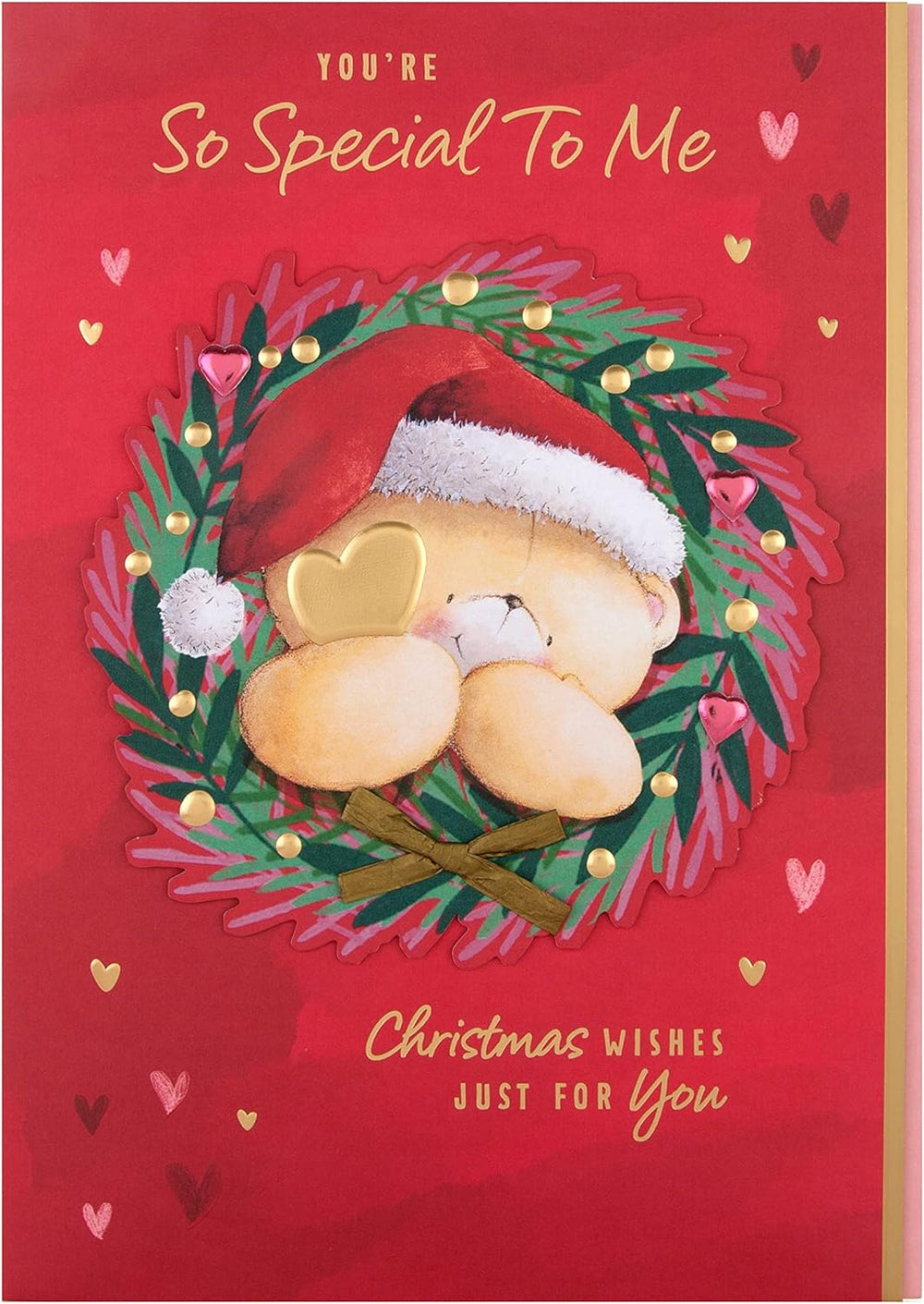 Boxed Christmas Card for Someone Special – Forever Friends Wreath and Heart Festive Design