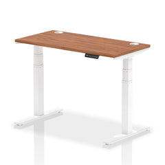 Dynamic Air 1200 x 600mm Height Adjustable Desk Walnut Top Cable Ports White Leg HA01145 DD