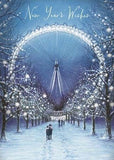 Happy New Year 2022' Greeting Card - Stunning Design with Ferris Wheel and Tree Lined Path