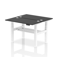 Dynamic Air Back-to-Back W1200 x D600mm Height Adjustable Sit Stand 2 Person Bench Desk With Cable Ports Black Finish White Frame - HA02830 DD