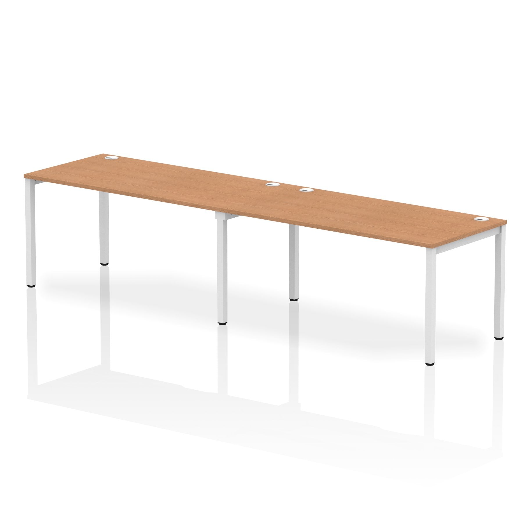 Impulse Single Row 2 Person Bench Desk W1600 x D800 x H730mm Oak Finish White Frame - IB00313 DD